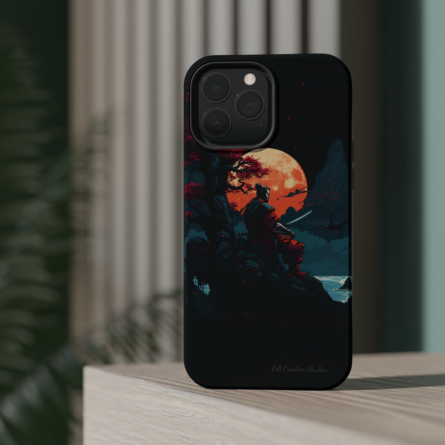 Introducing the "Moonlit Samurai Serenity" Cell Phone Case – Embrace Elegance and Strength -MagSafe Tough Cases