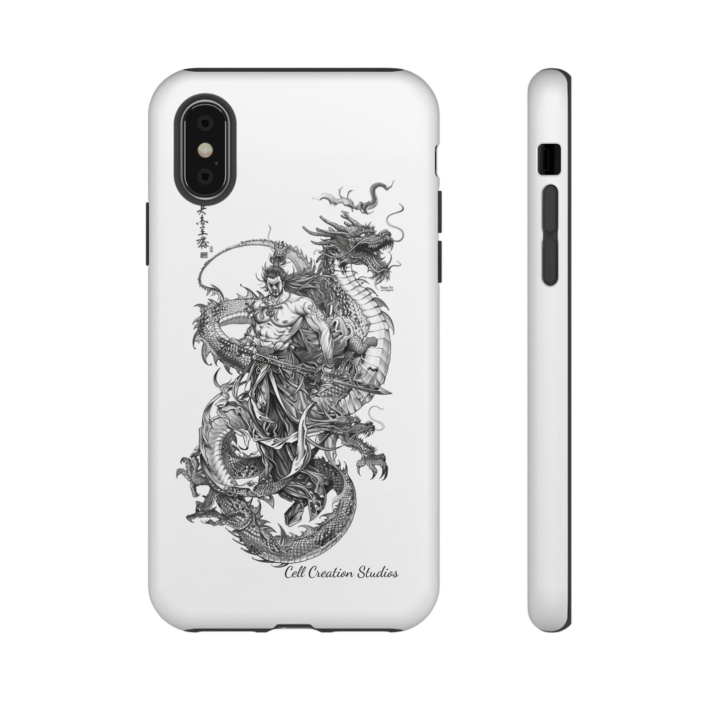 "Samurai and Dragon Sketch" -Tough iPhone Cases