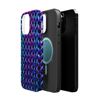 Introducing the "Neon Chainlink Glow" Cell Phone Case – Illuminate Your Style with Vibrant Chain Pattern Design -MagSafe Tough Cases