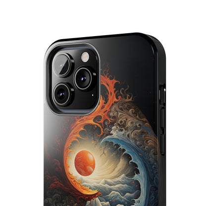 "Dual Elements Clash: Fire and Water Abstract" Phone Case -Tough Phone Cases