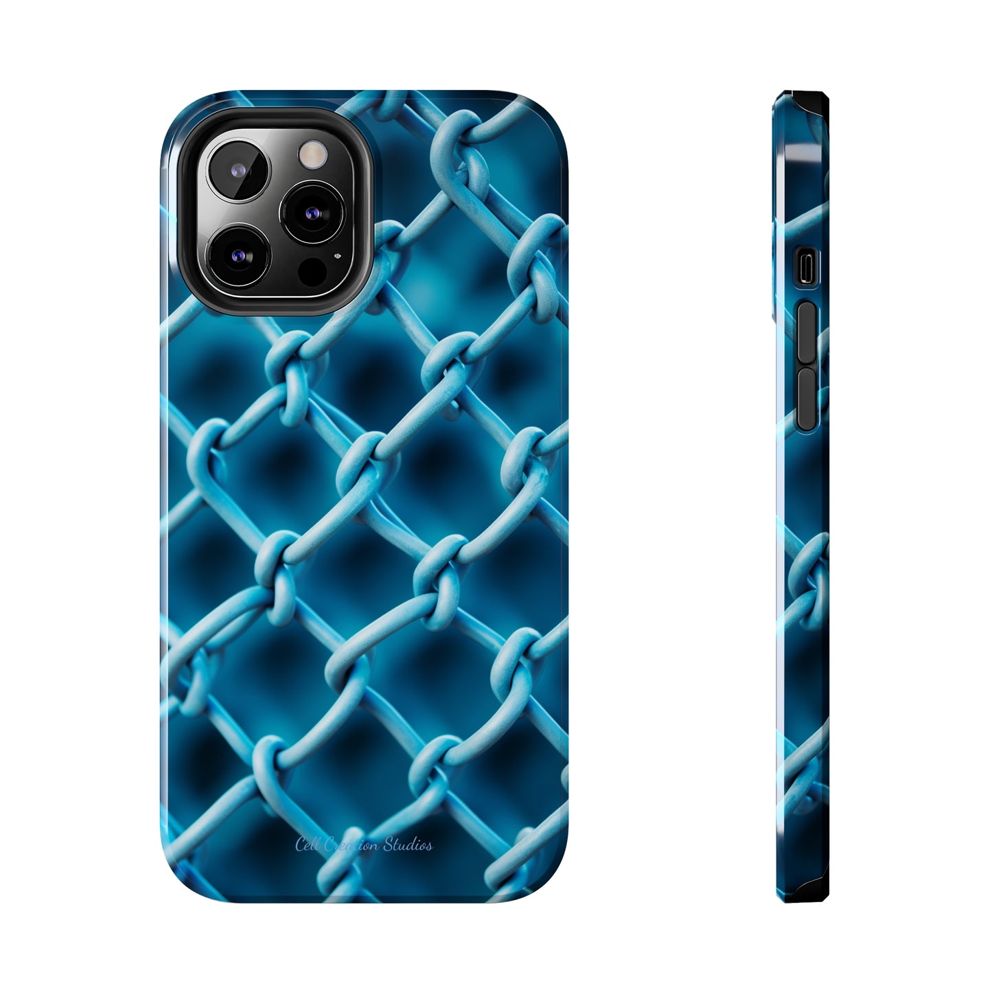 Introducing the "Elegant Chainlink" Cell Phone Case – Embrace Contemporary Style with Blue Chain Link Design -Tough Phone Cases