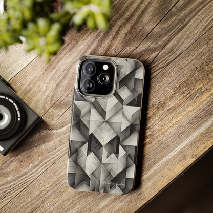 The "Black and White Geometric Pattern" Cell Phone Case- Elevate Your Phone's Style-Tough Phone Cases