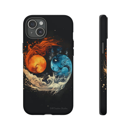 "Harmony in Contrast: Orange and Blue Yin and Yang" Phone Case -Tough Cases