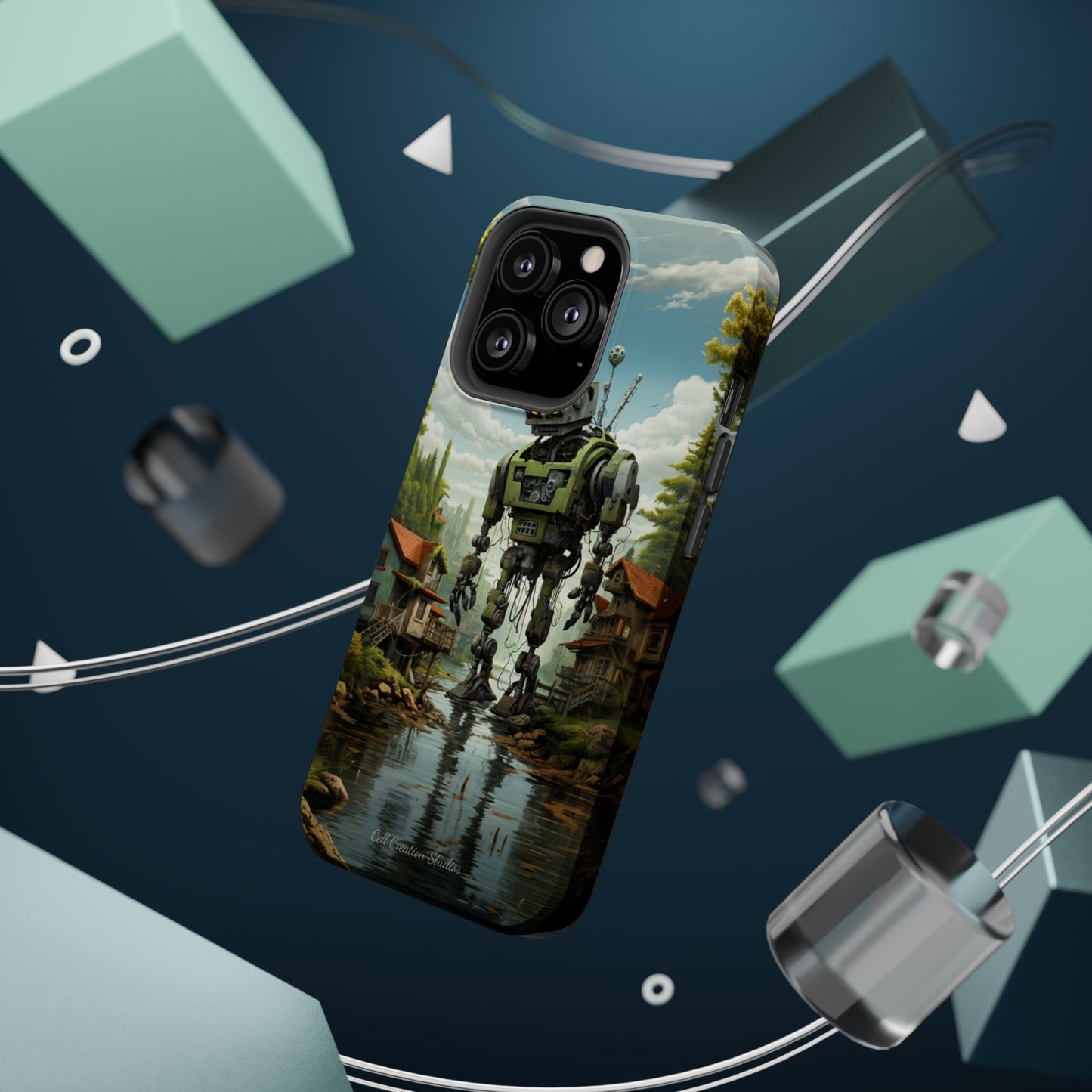 Introducing the "Robo-Rescue" Cell Phone Case – Witness a Heartwarming Scene of Robot Seeking Assistance -MagSafe Tough Cases