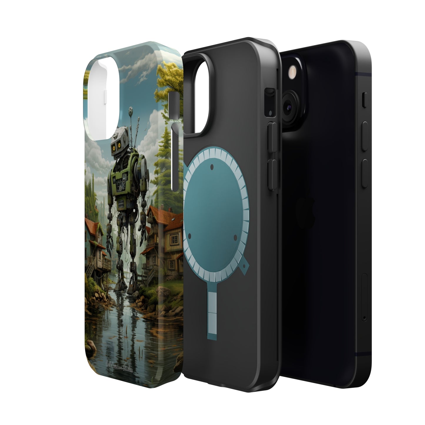 Introducing the "Robo-Rescue" Cell Phone Case – Witness a Heartwarming Scene of Robot Seeking Assistance -MagSafe Tough Cases