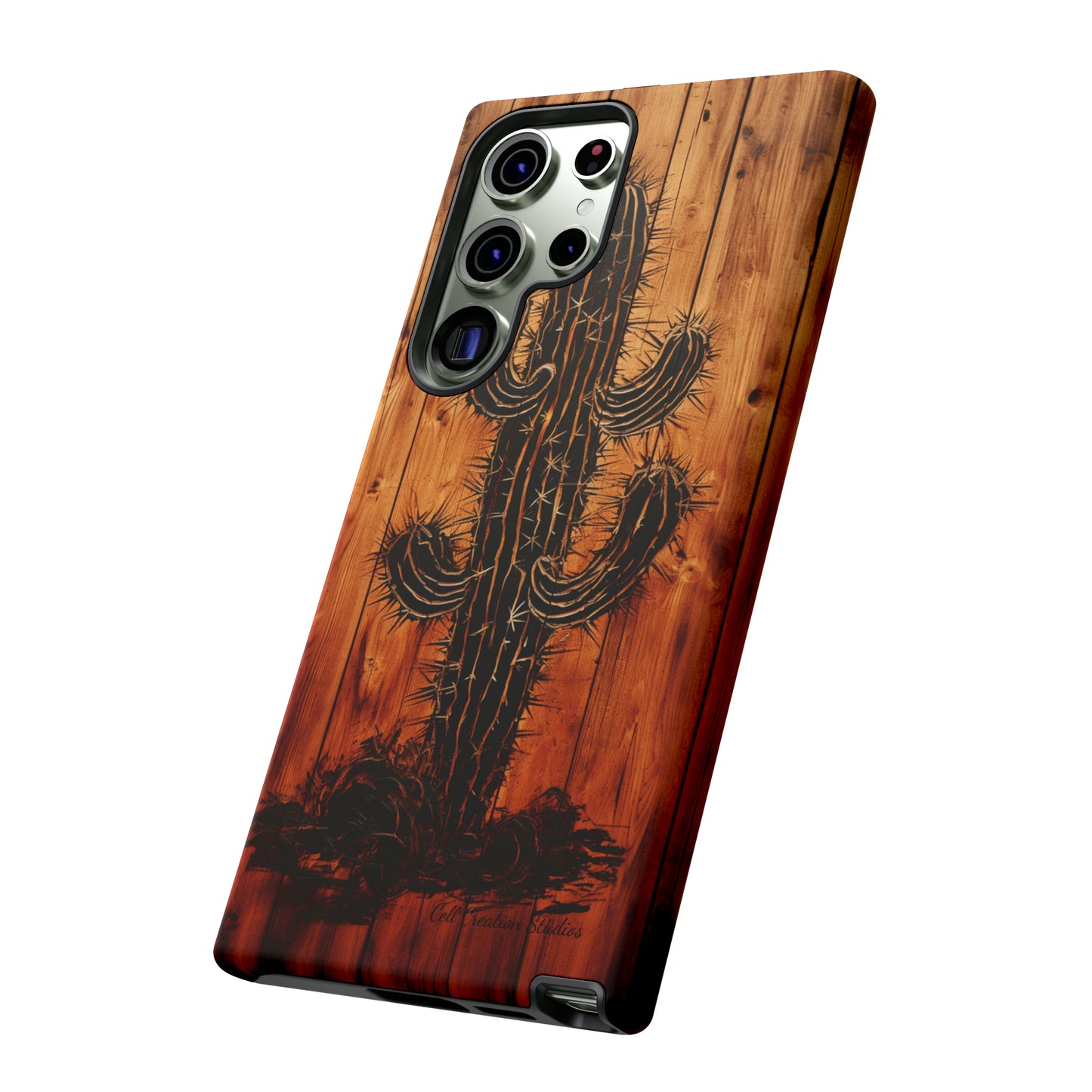 "Desert Vibes Cactus Burnt Wood Design" Phone Case -Tough Cases