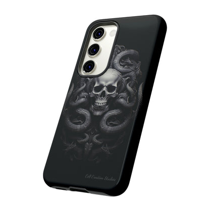 Introducing the "Monochrome Skull and Snakes" Cell Phone Case – A Bold Statement in Black and White -Tough Cases