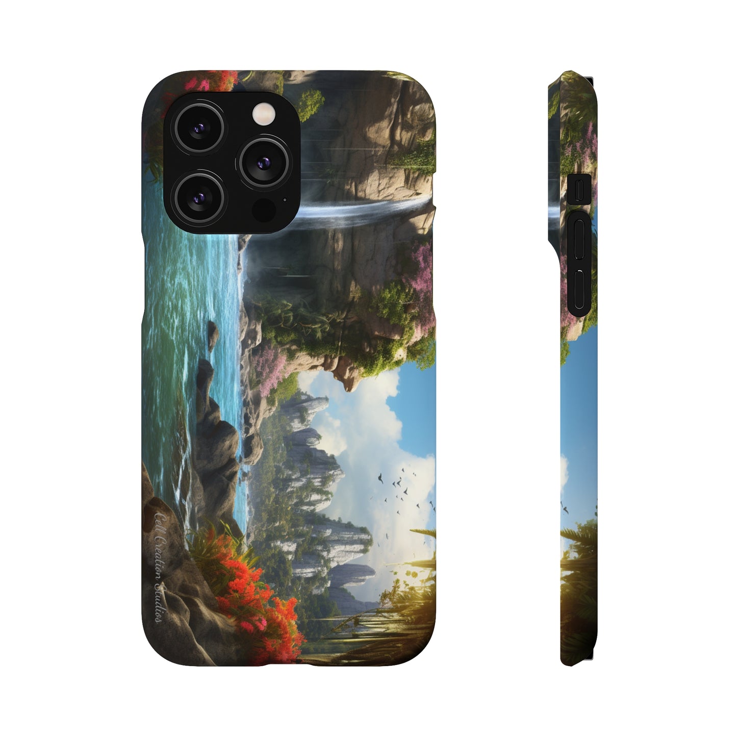 Introducing the "Nature's Cascade" Cell Phone Case – Capture Majestic Beauty with Rock Cliffs and Waterfall! -Snap Cases