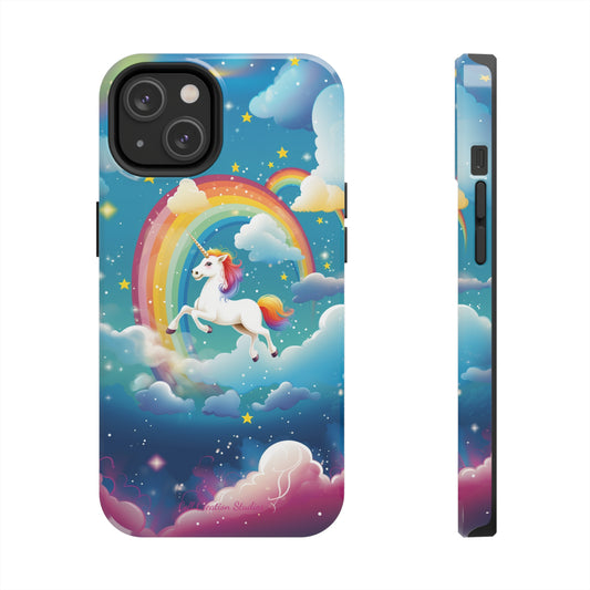 Introducing the "Rainbow Soar" Cell Phone Case – Embark on a Whimsical Journey with a Flying Unicorn -Tough Phone Cases