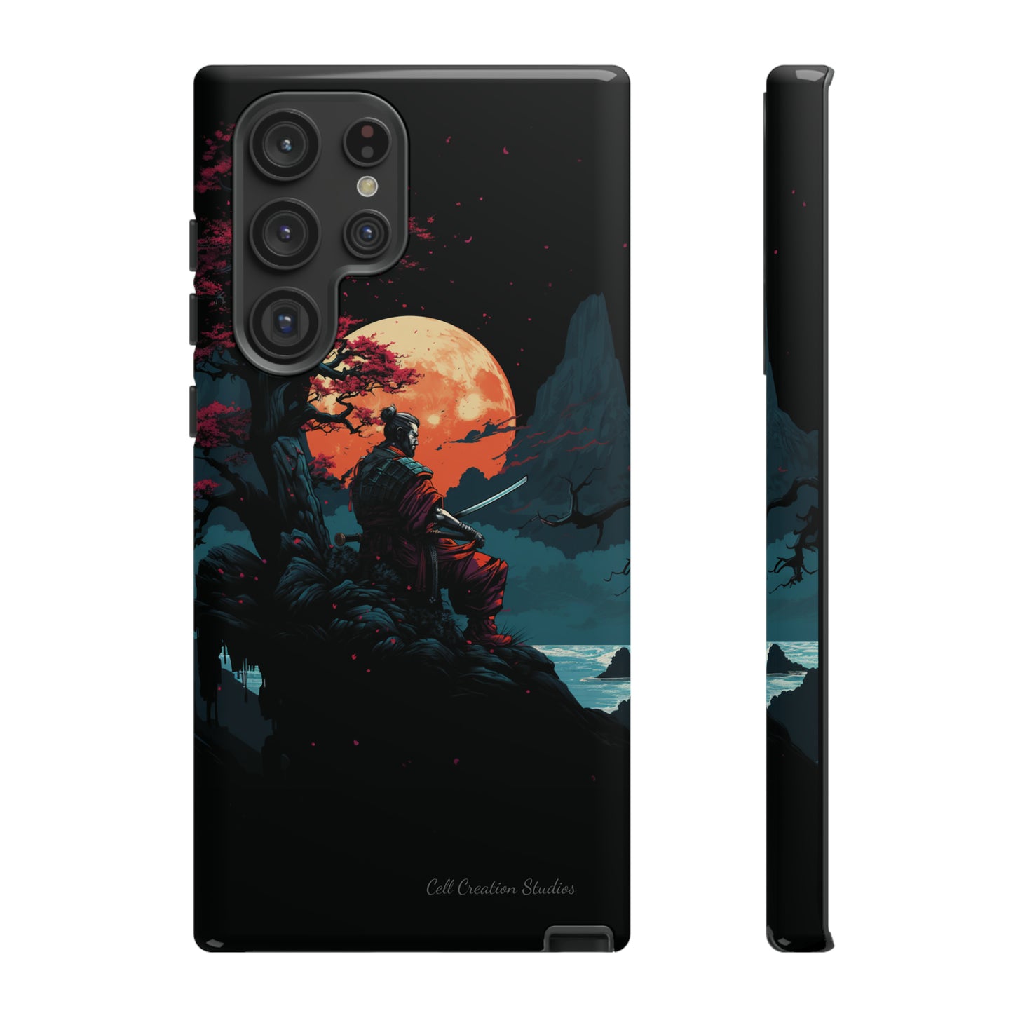 Introducing the "Moonlit Samurai Serenity" Cell Phone Case – Embrace Elegance and Strength -Tough Cases