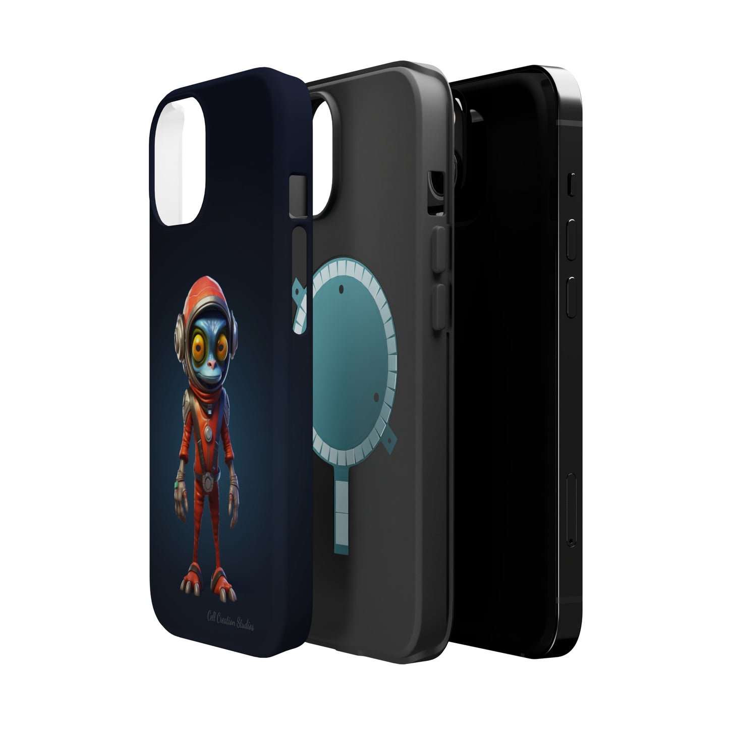 The "AstroGuard" Animated Blue Alien Astronaut Phone Case -MagSafe Tough Cases