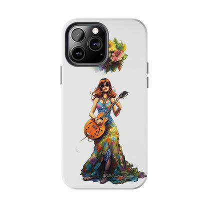 Introducing the "Hippie Chick Groove" Cell Phone Case – Retro Vibes and Musical Delight -Tough Phone Cases