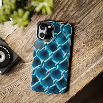 Introducing the "Elegant Chainlink" Cell Phone Case – Embrace Contemporary Style with Blue Chain Link Design -Tough Phone Cases