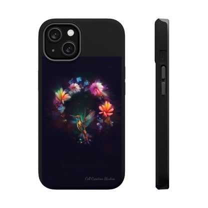 Introducing the "Floral Harmony Hummingbird" Cell Phone Case – Where Elegance Meets Nature -MagSafe Tough Cases