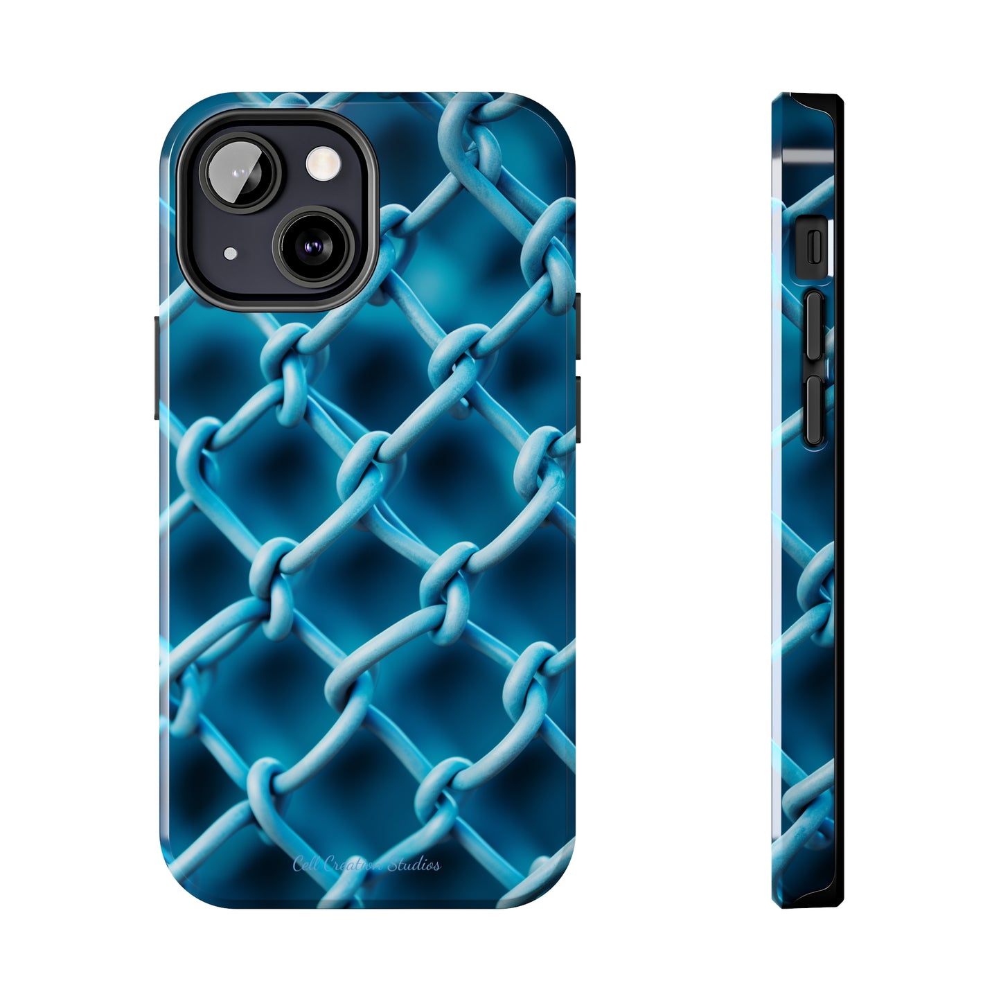 Introducing the "Elegant Chainlink" Cell Phone Case – Embrace Contemporary Style with Blue Chain Link Design -Tough Phone Cases