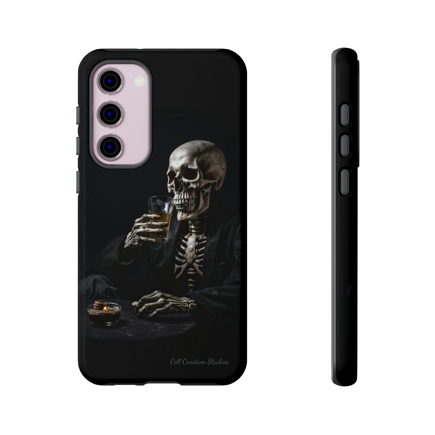 "Embrace the Dark Side with Our Skeleton Drinking Phone Case" -Tough Cases