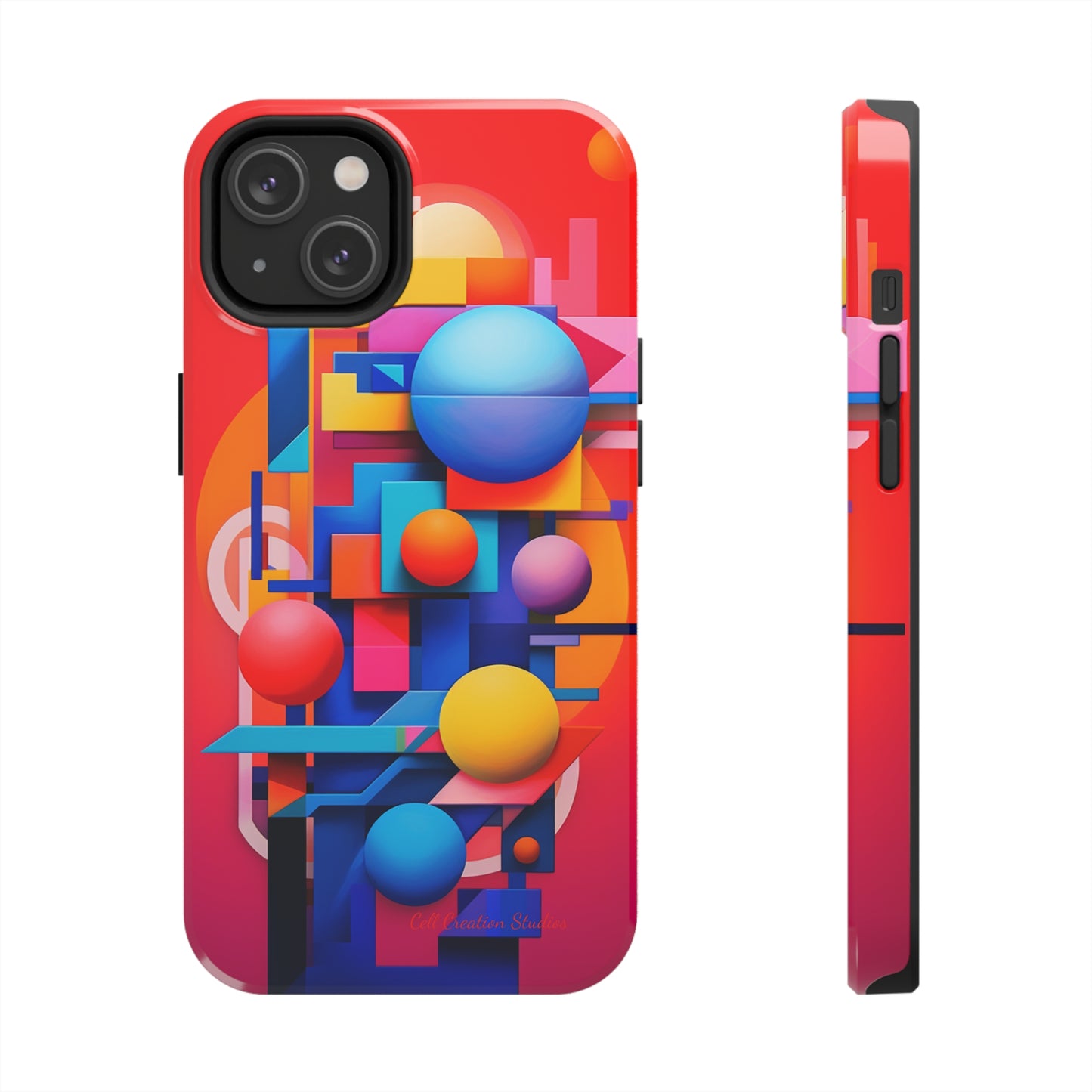 The "Geometric Red Background" Cell Phone Case- Upgrade Your Phone's Aesthetics -Tough Phone Cases