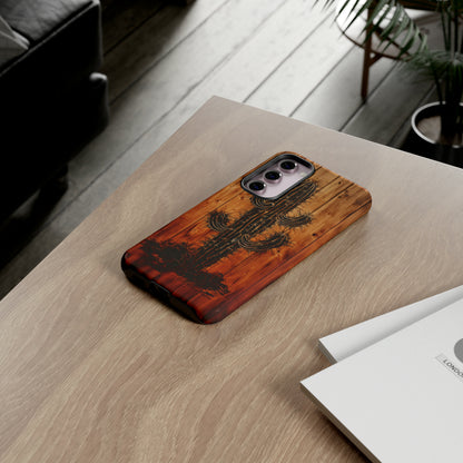 "Desert Vibes Cactus Burnt Wood Design" Phone Case -Tough Cases