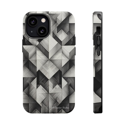 The "Black and White Geometric Pattern" Cell Phone Case- Elevate Your Phone's Style -MagSafe Tough Cases