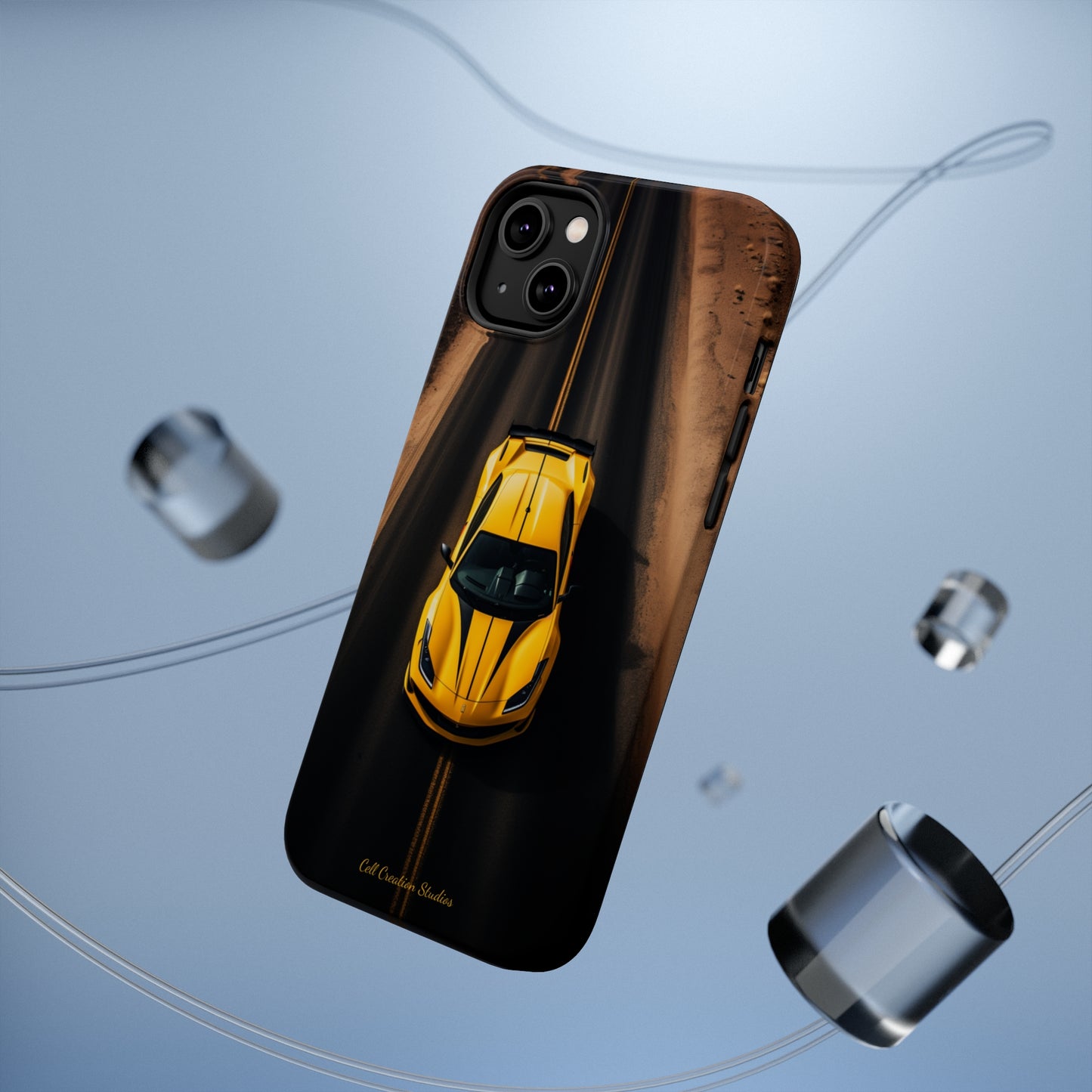 Introducing the "Desert Speedster" Cell Phone Case – Feel the Thrill of a Ferrari Racing through the Desert! -MagSafe Tough Cases