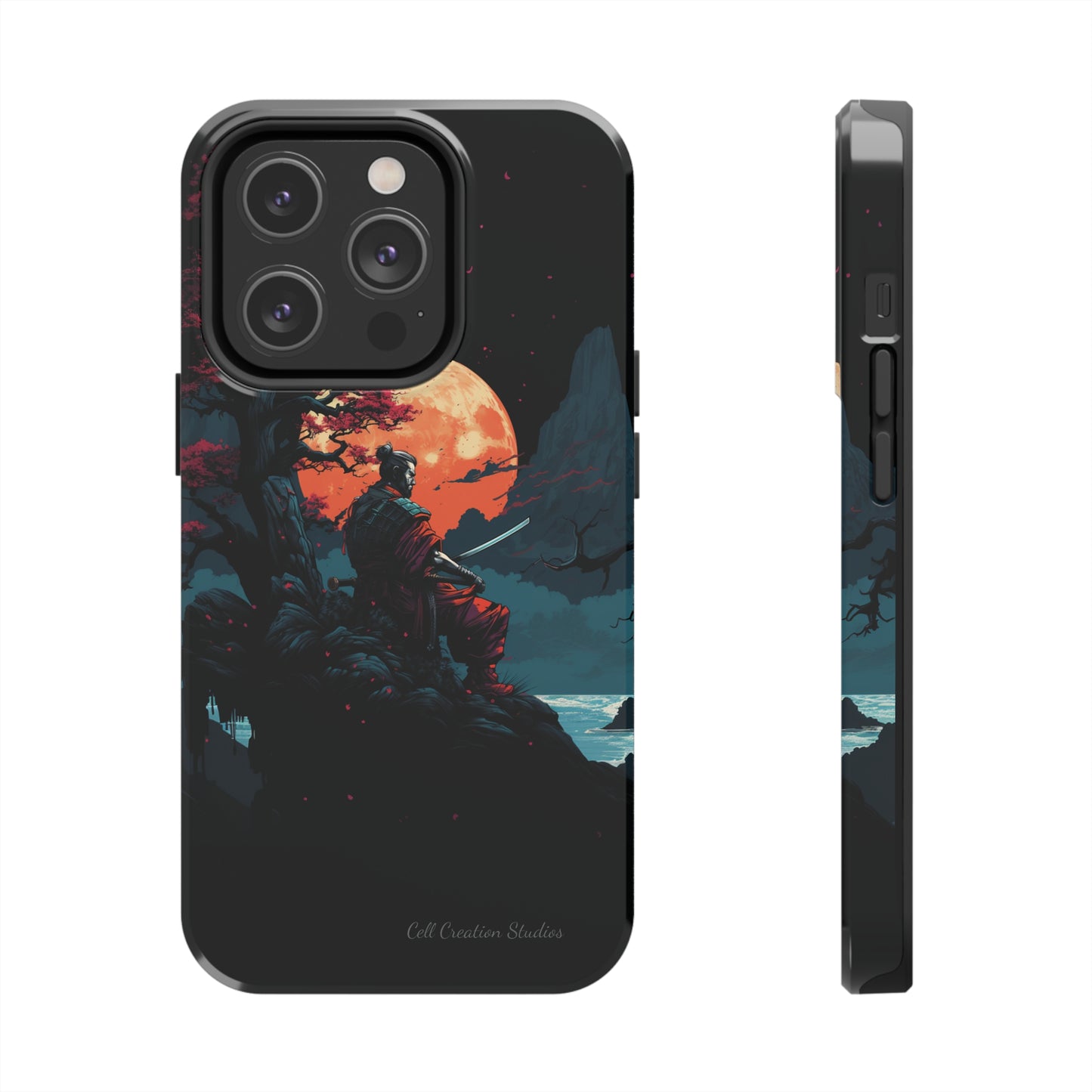 Introducing the "Moonlit Samurai Serenity" Cell Phone Case – Embrace Elegance and Strength -Tough Phone Cases