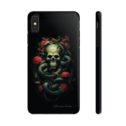 Introducing the "Serpentine Elegance" Cell Phone Case: Where Skulls and Snakes, Intertwine -Tough Phone Cases