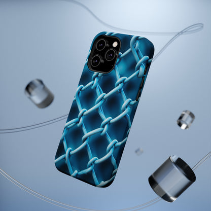 Introducing the "Elegant Chainlink" Cell Phone Case – Embrace Contemporary Style with Blue Chain Link Design -MagSafe Tough Cases