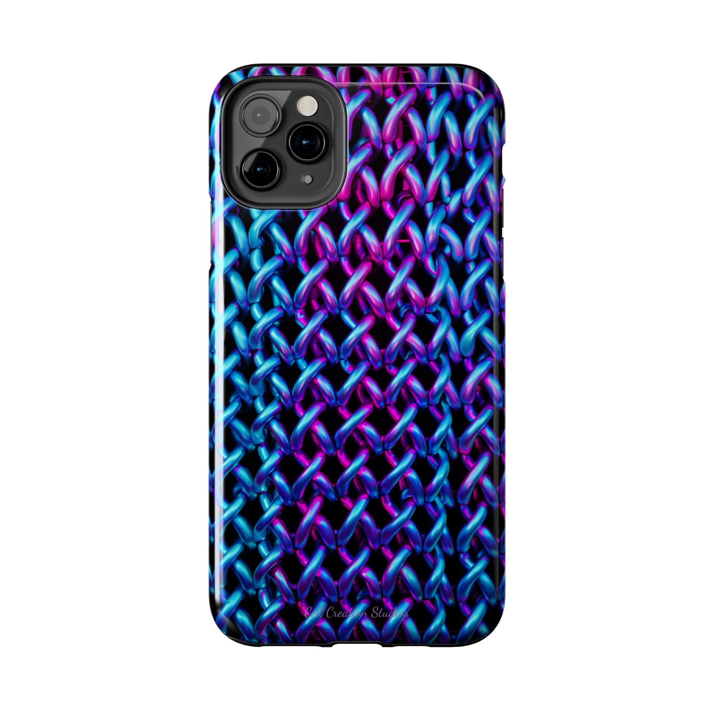 Introducing the "Neon Chainlink Glow" Cell Phone Case – Illuminate Your Style with Vibrant Chain Pattern Design -Tough Phone Cases