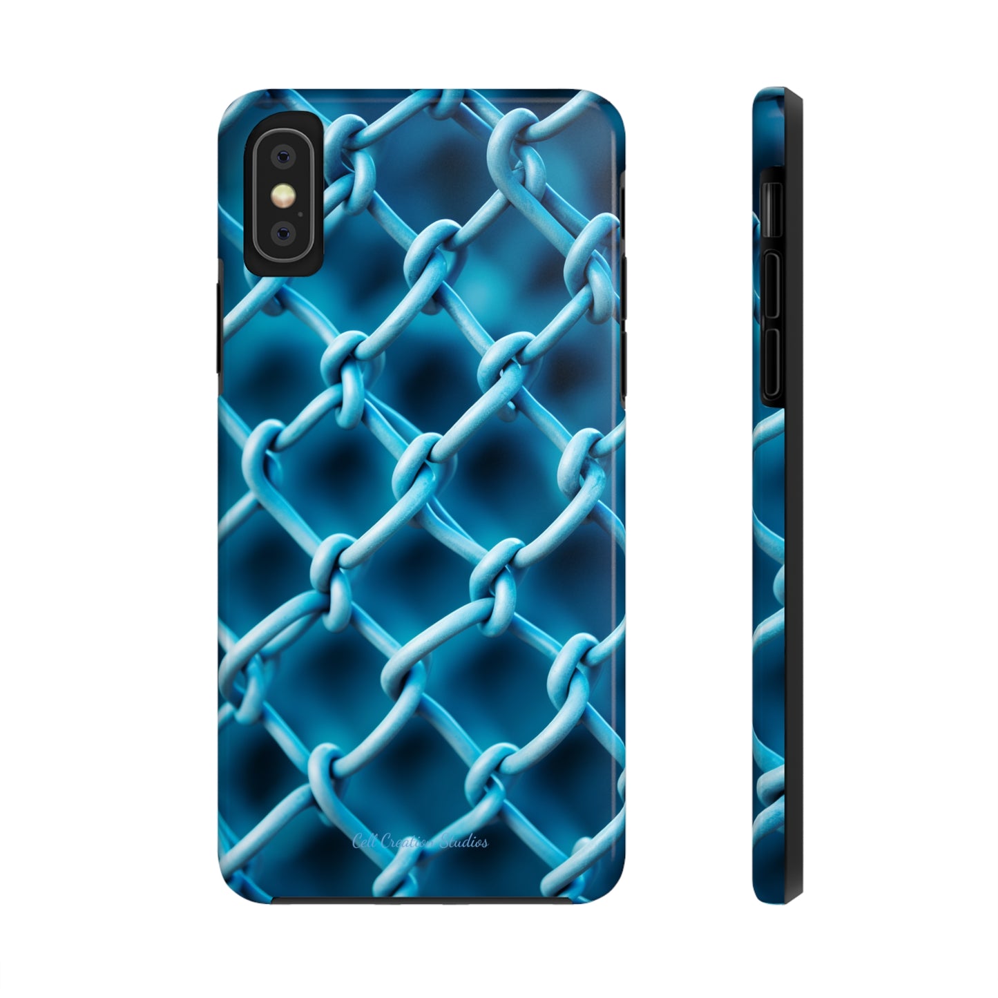 Introducing the "Elegant Chainlink" Cell Phone Case – Embrace Contemporary Style with Blue Chain Link Design -Tough Phone Cases