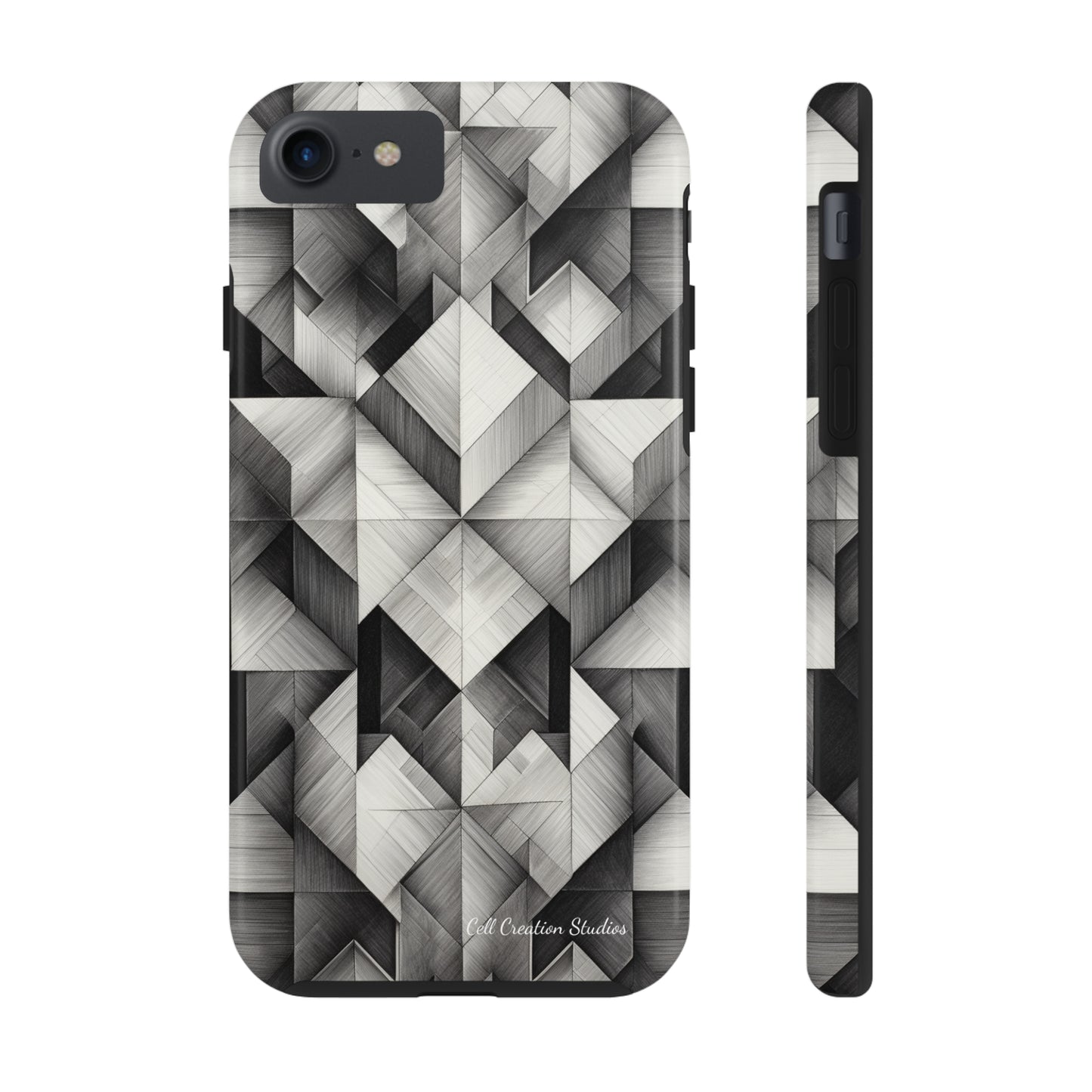 The "Black and White Geometric Pattern" Cell Phone Case- Elevate Your Phone's Style-Tough Phone Cases