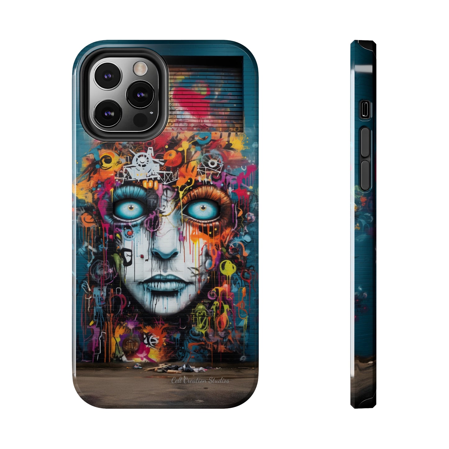 Elevate Your Style with our "Graffiti Face Concrete Wall" Phone Case -Tough Phone Cases