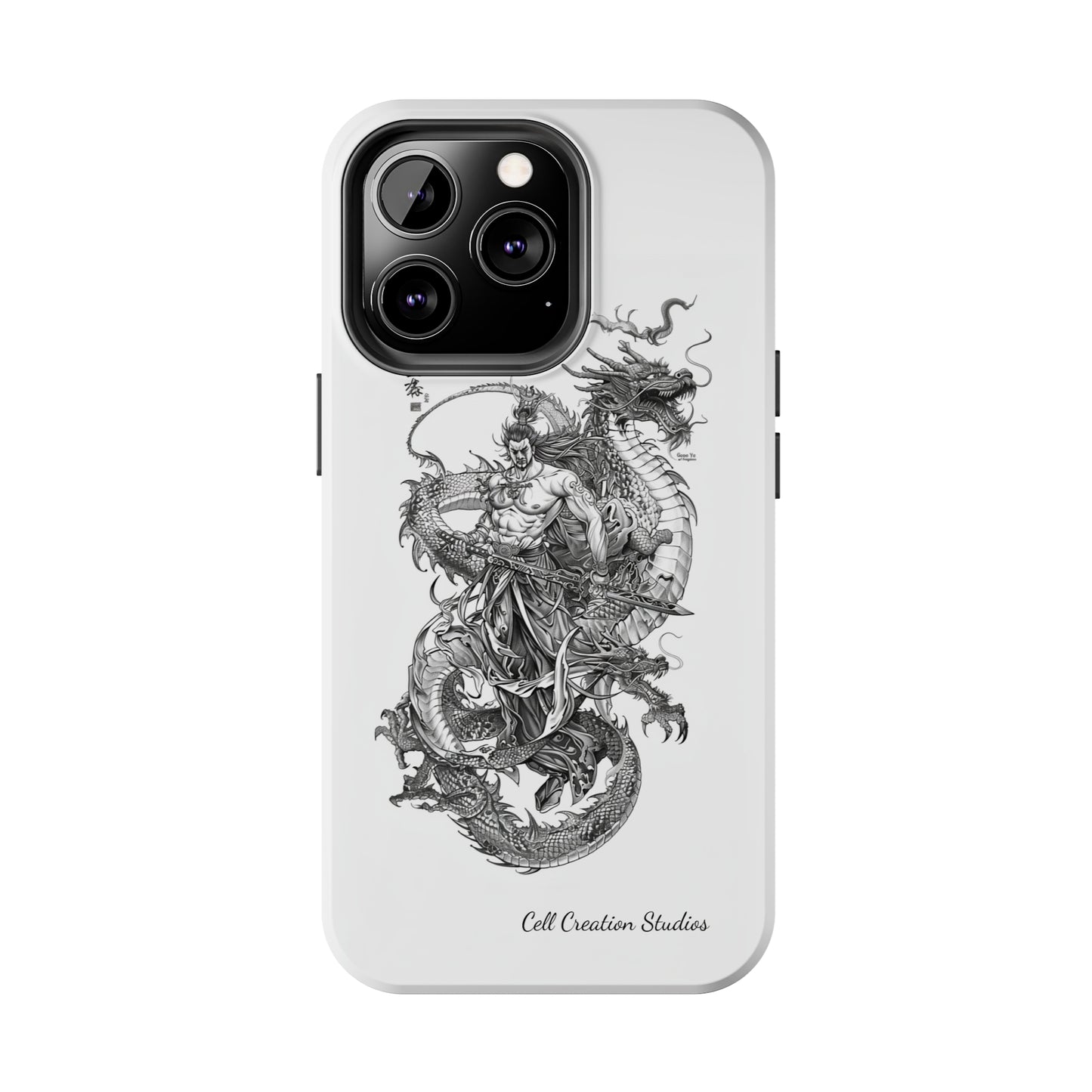 "Samurai and Dragon Sketch" -Tough iPhone Cases