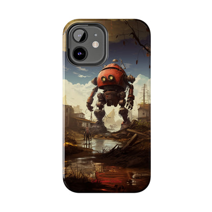 Introducing the "Urban Encounter" Cell Phone Case – Witness the Epic Convergence of Man and Giant Robot -Tough Phone Cases