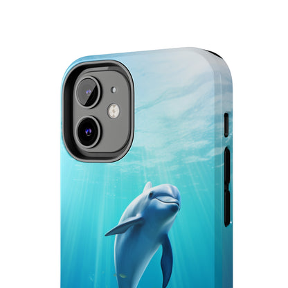 Introducing the "Dolphin Serenity" Cell Phone Case – Dive into Tranquility with a Graceful Dolphin -Tough Phone Cases