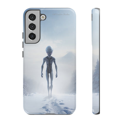 Introducing the "Frosty Extraterrestrial" Cell Phone Case – Embrace Alien Intrigue Amidst the Snowscape -Tough Cases