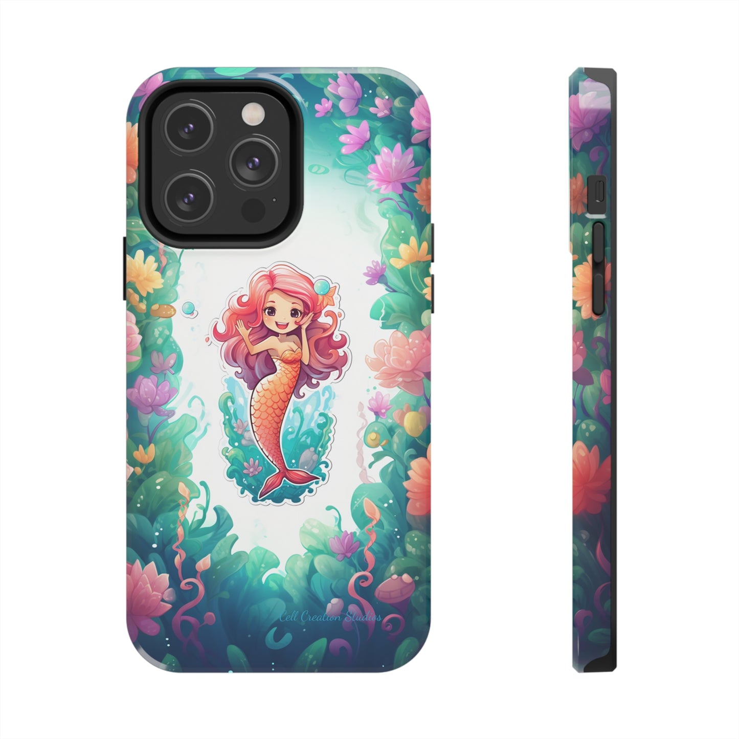 "Pink Seaflower Mermaid" -Tough iPhone Cases