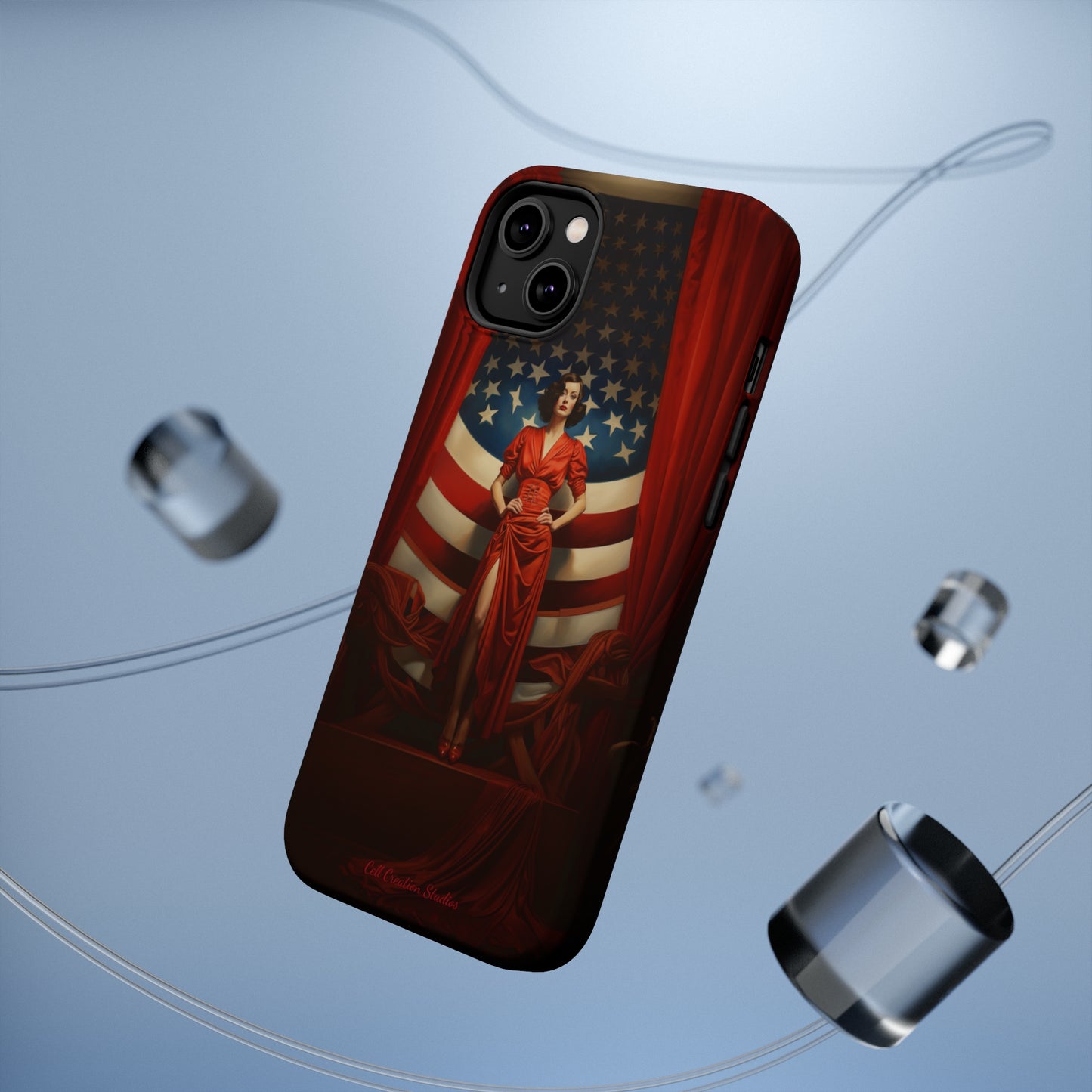 Introducing the "Vintage Glamour" Cell Phone Case – Step into 1920s Elegance with a Patriotic Twist! -MagSafe Tough Cases