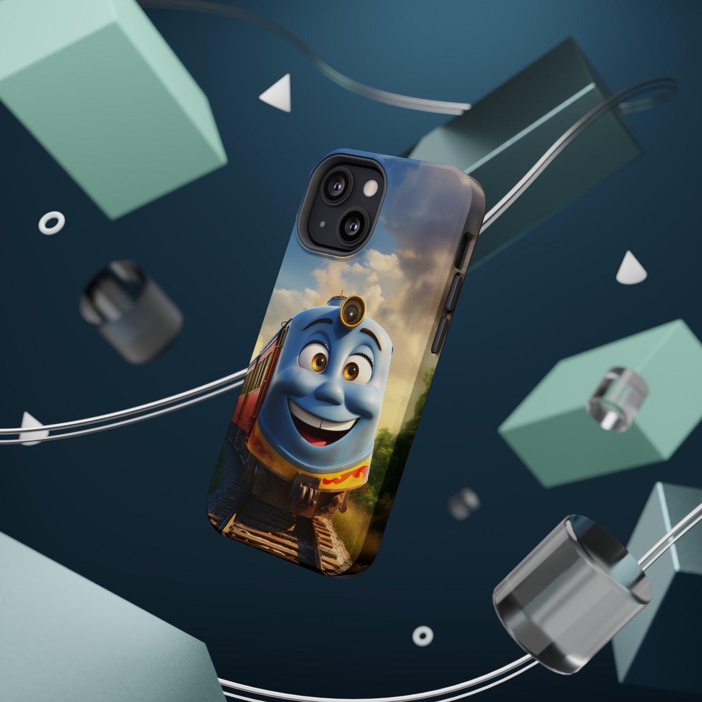 The "Smiling Blue Train" Phone Case -MagSafe Tough Cases