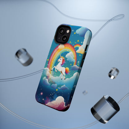 Introducing the "Rainbow Soar" Cell Phone Case – Embark on a Whimsical Journey with a Flying Unicorn -MagSafe Tough Cases