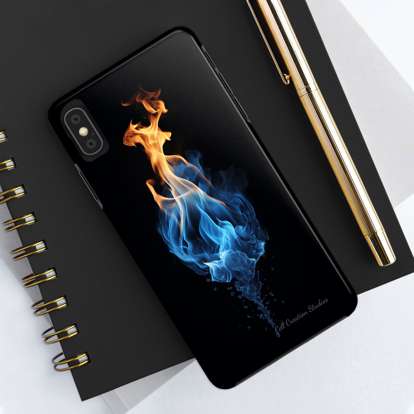 "Elegant Blue and Orange Flame" Phone Case: Ignite Your Style -Tough Phone Cases