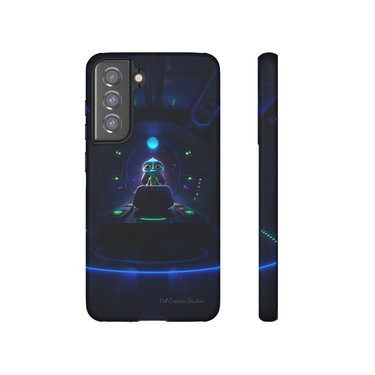 The "Galactic Buddy" Blue Alien Spaceship Phone Case -Tough Cases