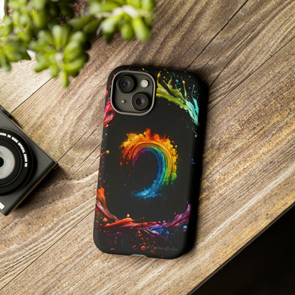 "Vibrant Swirls Painted on Black" Cell Phone Case -Tough Cases