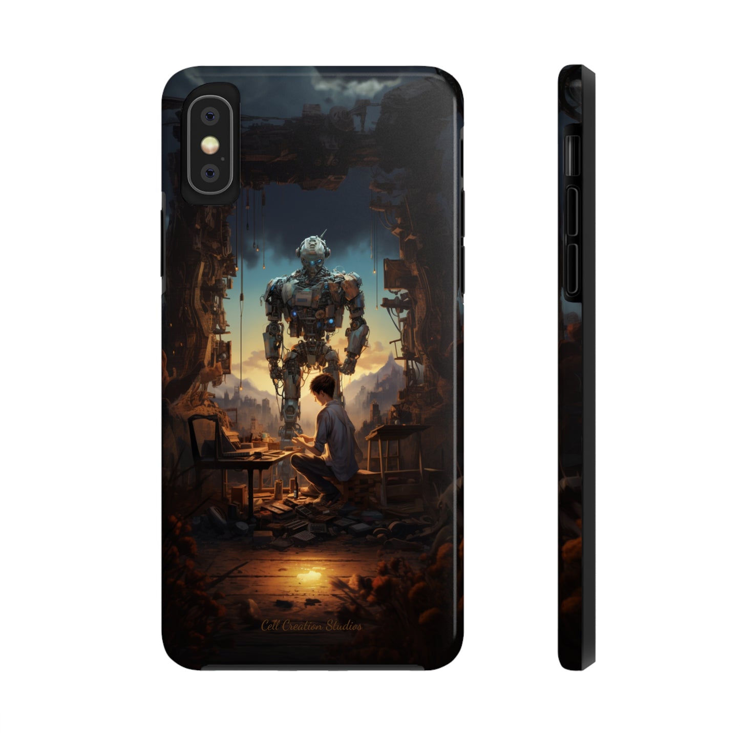 Introducing the "Mechanical Bond" Cell Phone Case – Witness a Captivating Moment of Giant Robot and Boy -Tough Phone Cases