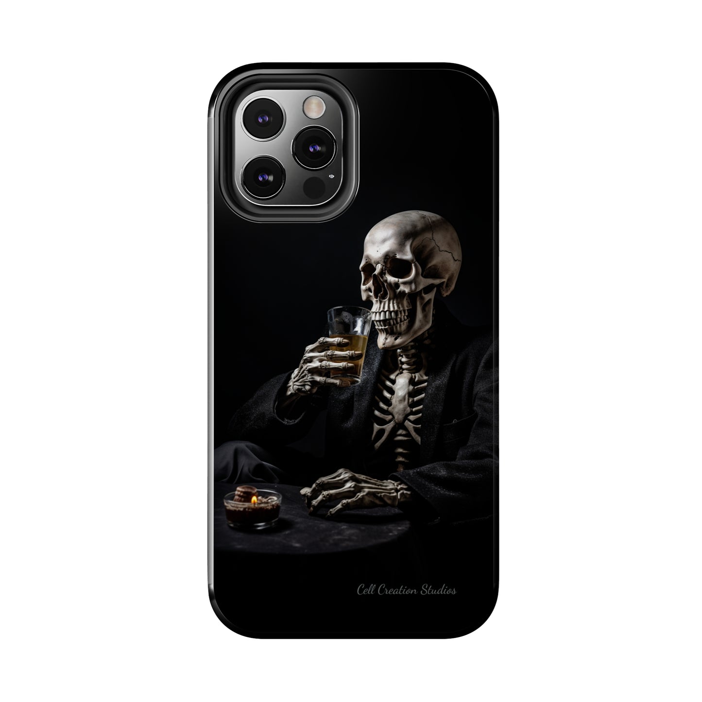 "Embrace the Dark Side with Our Skeleton Drinking Phone Case" -Tough Phone Cases