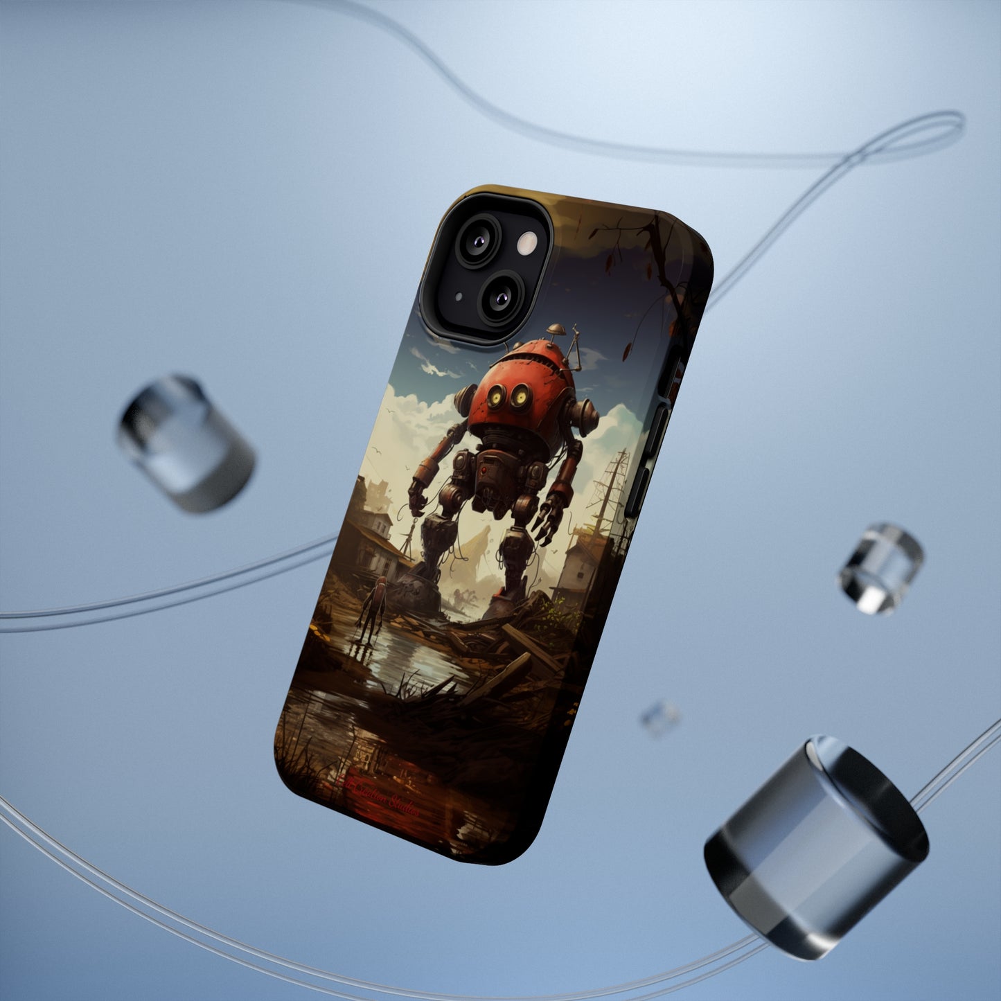 Introducing the "Urban Encounter" Cell Phone Case – Witness the Epic Convergence of Man and Giant Robot -MagSafe Tough Cases