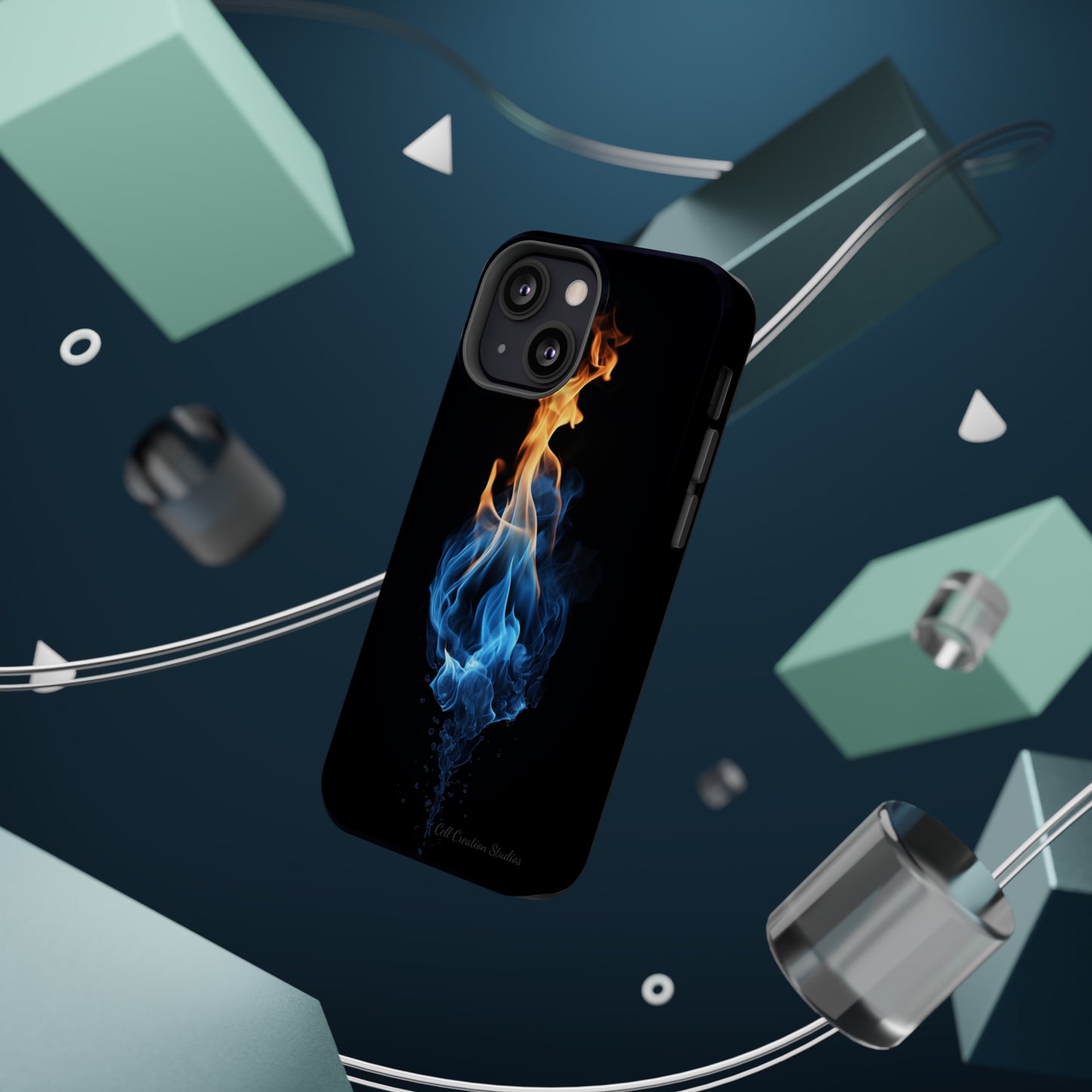 "Elegant Blue and Orange Flame" Phone Case: Ignite Your Style -MagSafe Tough Cases