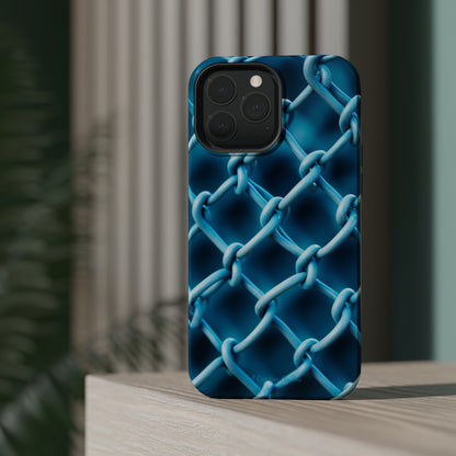 Introducing the "Elegant Chainlink" Cell Phone Case – Embrace Contemporary Style with Blue Chain Link Design -MagSafe Tough Cases