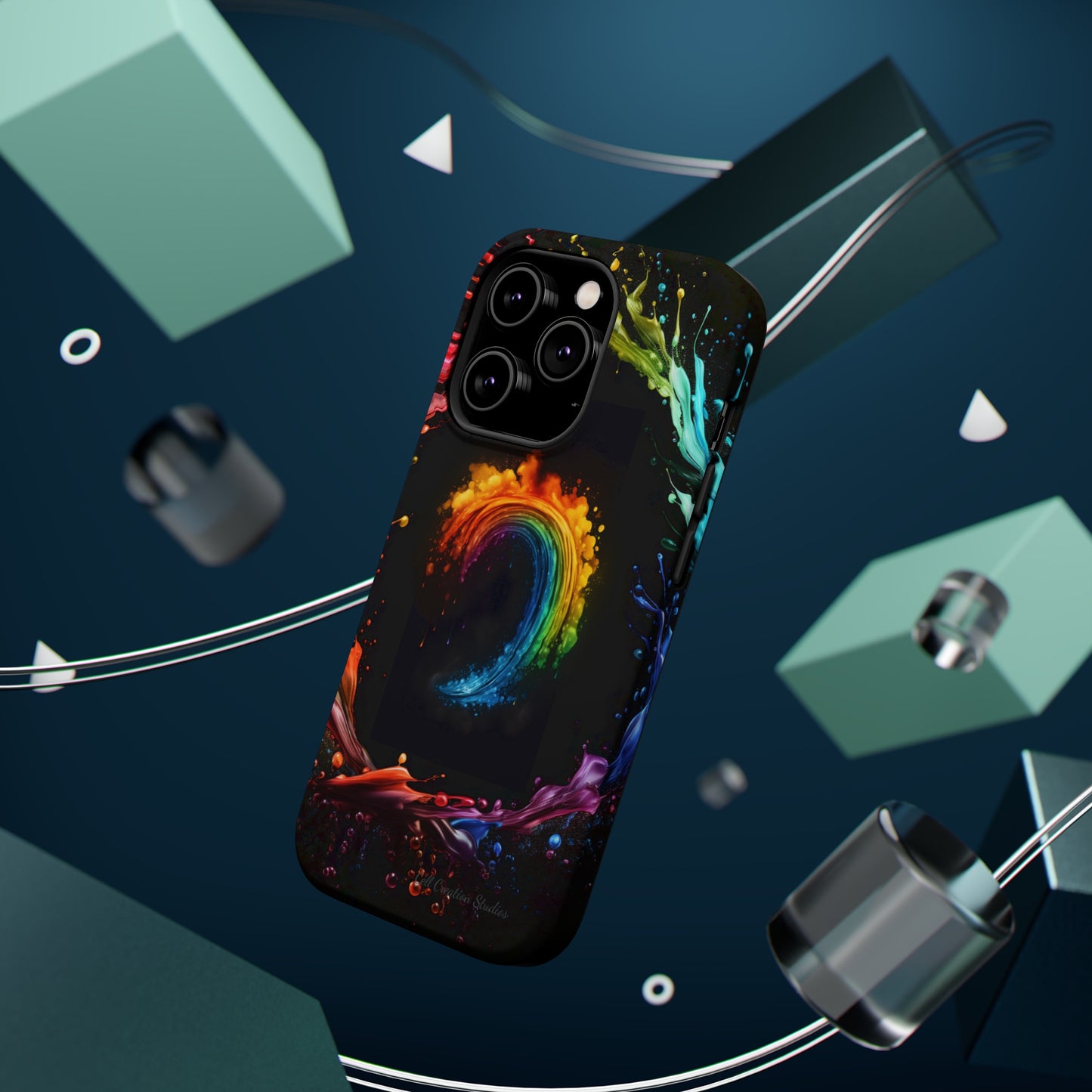 "Vibrant Swirls Painted on Black" Cell Phone Case -MagSafe Tough Cases