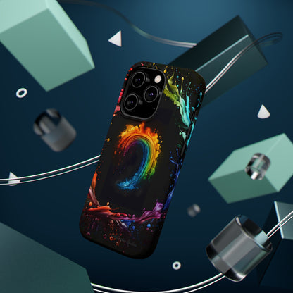 "Vibrant Swirls Painted on Black" Cell Phone Case -MagSafe Tough Cases