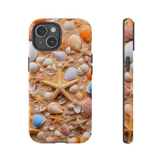 "Seaside Serenity Phone Case: Starfish and Seashells" -Tough Cases